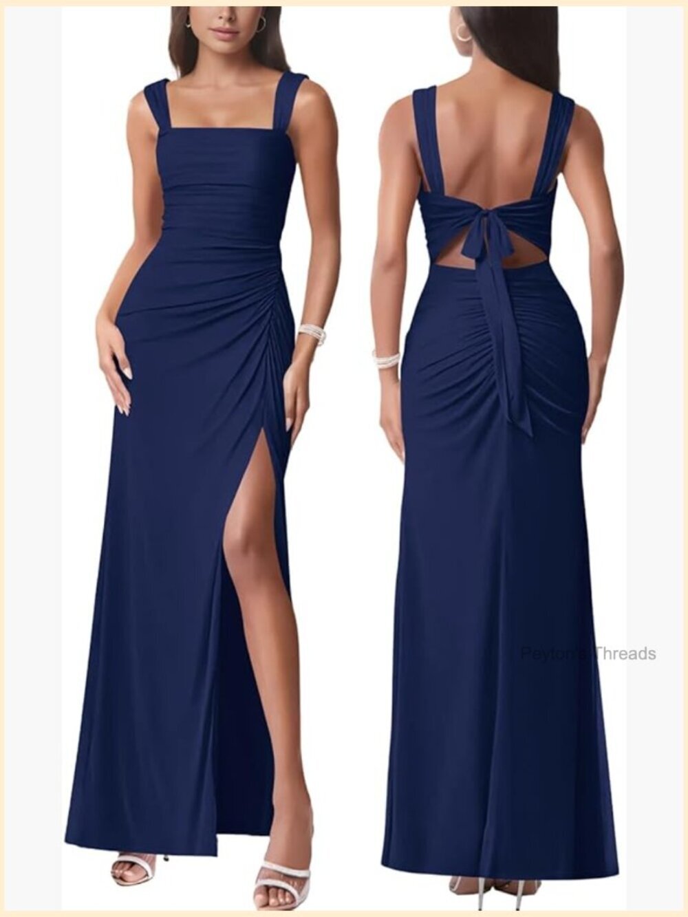 Sleeveless Square Neck Bodycon Maxi Dress with Self Tie Back and Side Split